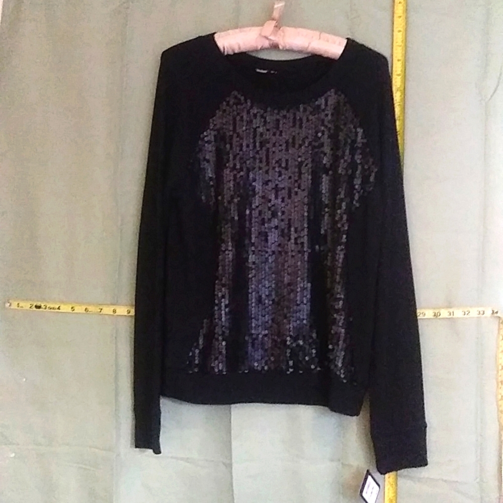 Black Sequined Sweatshirt by Halogen, size M